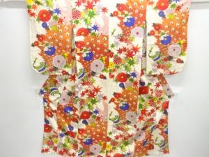 アンティーク　孔雀に菊楓模様着物